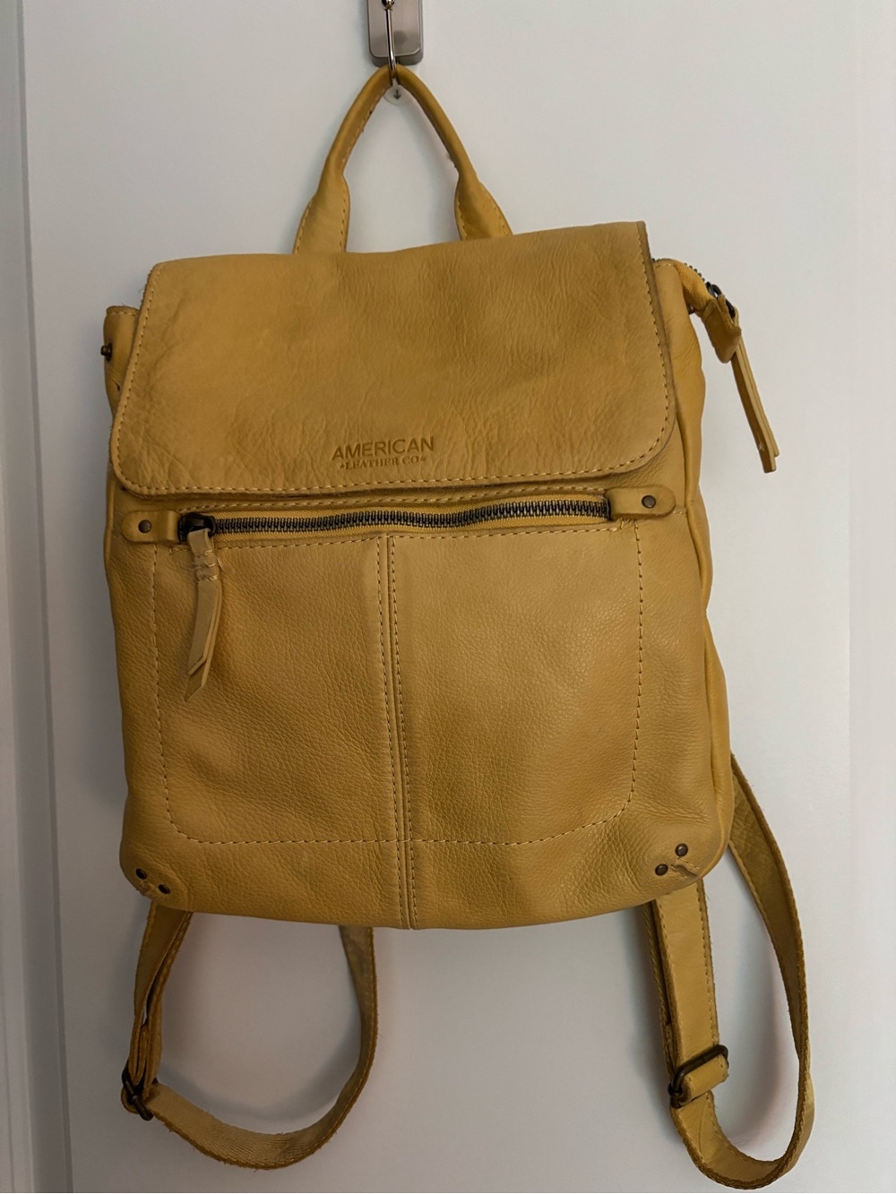 American Leather Co. Mustard Yellow Leather Backpack